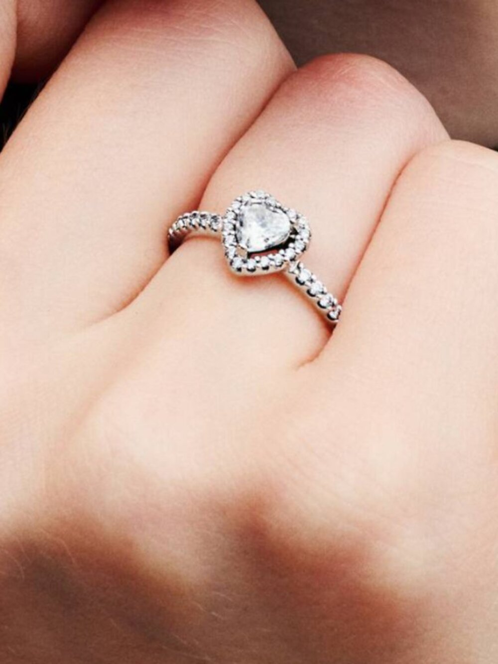 Pandora Elevated Heart Ring Size 4.5